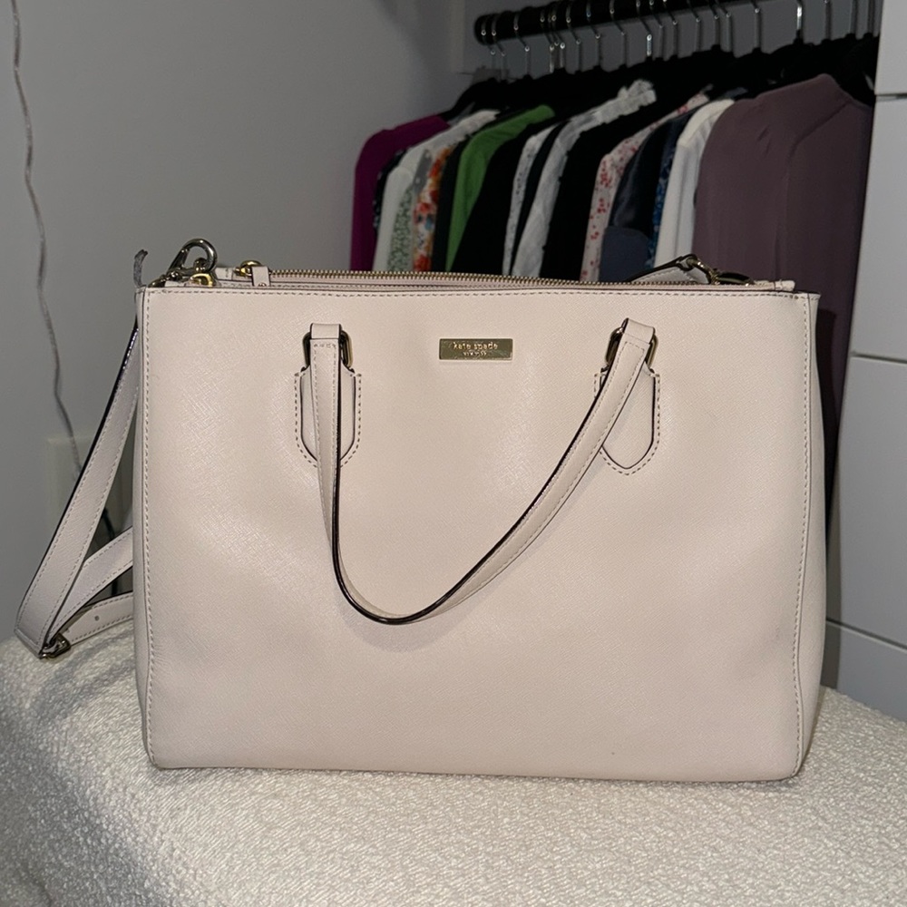 Kate Spade New York Cream Large Leather Tote Bag